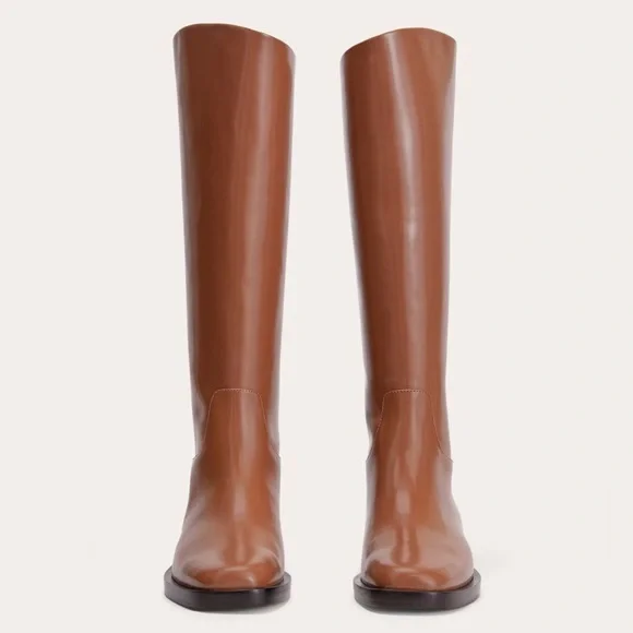 NWT Everlane Knee-High Leather Riding Boots Size 8 Brown - Picture 4 of 12